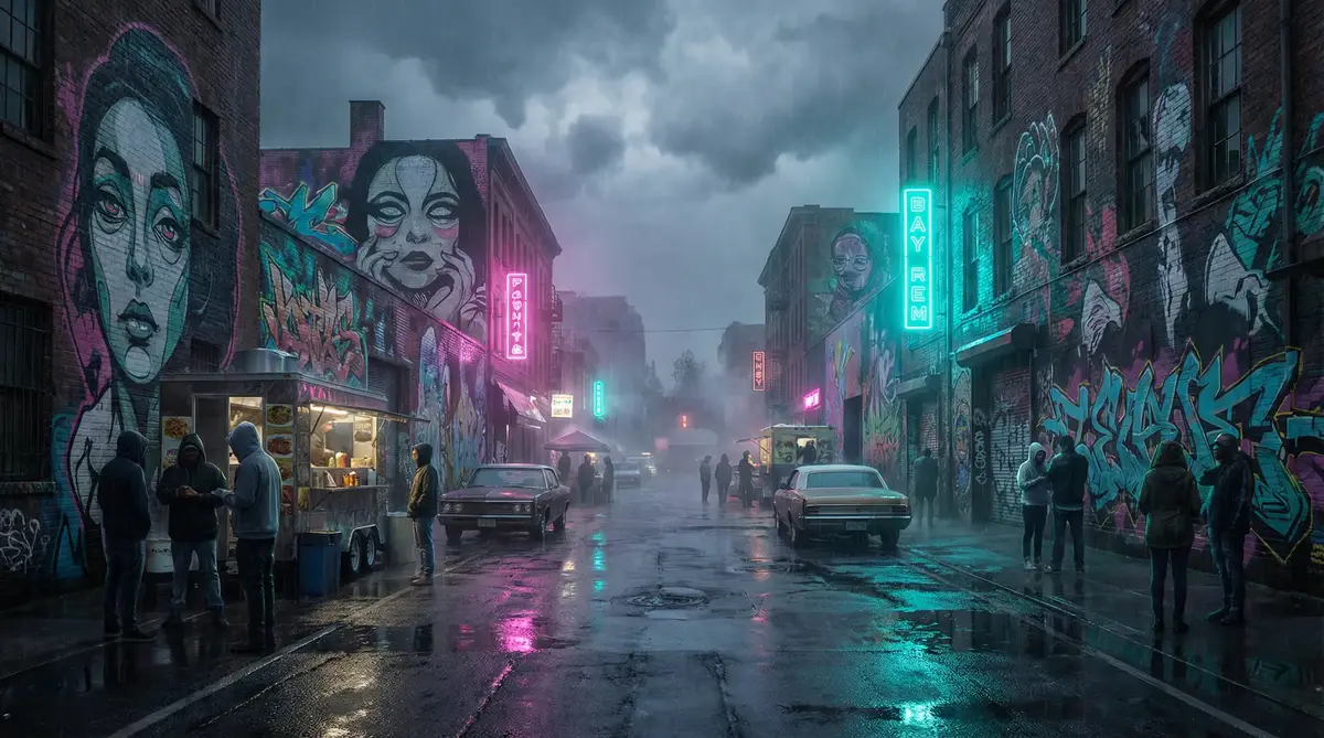 晚上睡不着想看点片软件 - 雨夜壁画街